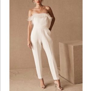 Bhldn Feather Ivory Jumpsuit